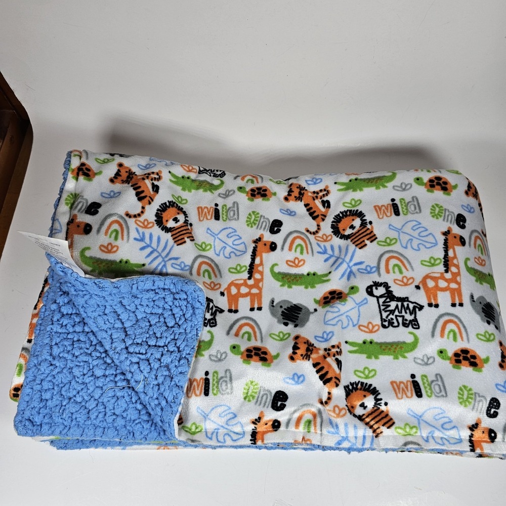 2021 Le Bebe Favorite Safari Lion Elephant Giraffe Security Blanket 30" X 37"